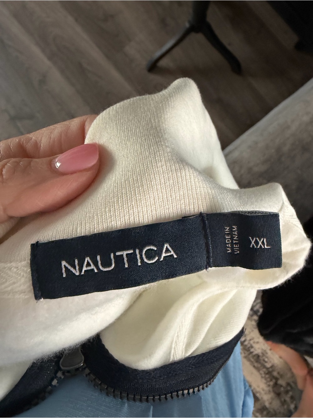 Nautica Quarter Zip Pullover XXL Men’s White Grid Pattern Fleece Sweatshirt NWT - Picture 5 of 5